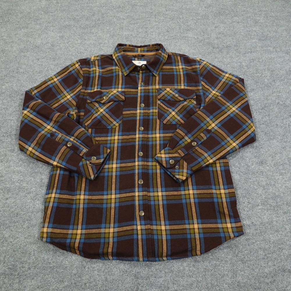 Legendary Whitetails Shirt Jacket Men Large Brown Plaid Thermal Lined Shacket